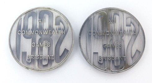 2 x 1982 Commonwealth Games Large Commemorative Medals Aust. Numismatic
