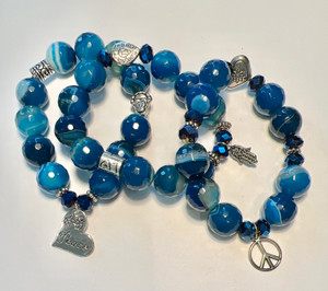 Blue Stripe BOHO Agate Bracelets Blue Stripe BOHO Agate Bracelets
