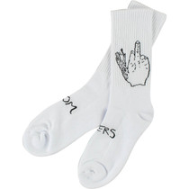 Doom Sayers Middle Finger Crew Socks Wht/Blk 1Pr