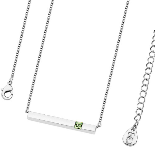 August - Silver Bar Birthstone Pendant - Peridot Crystal August - Silver Bar Birthstone Pendant - Peridot Crystal