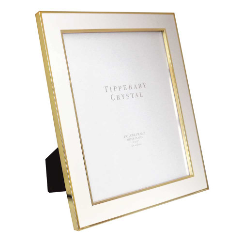 White Enamel Frame with Gold Edging 8 inch x 10 inch White Enamel Frame with Gold Edging 8 inch x 10 inch