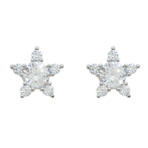 Herbarium cluster sterling silver stud earrings with clear cubic zirconia |  PANDORA