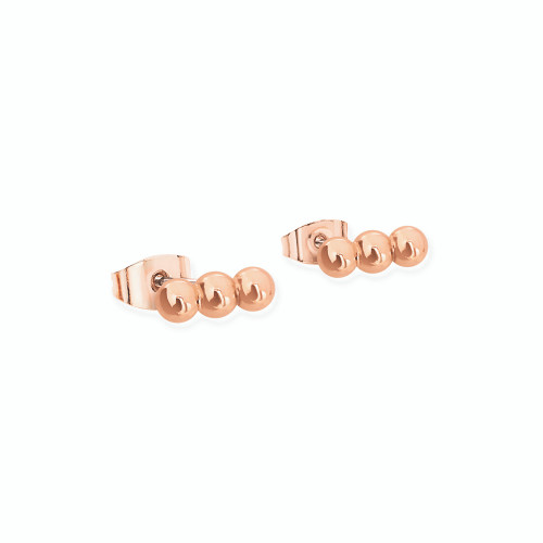 Skandi Triple Bead Stud Rose Gold Earrings Skandi Triple Bead Stud Rose Gold Earrings