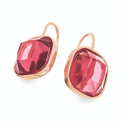 Maureen O'Hara Raspberry Cushion Stone Rose Gold Earrings Maureen O'Hara Raspberry Cushion Stone Rose Gold Earrings