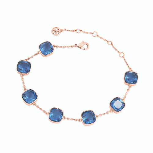 Maureen O'Hara Blue Cushion Stone Rose Gold Bracelet