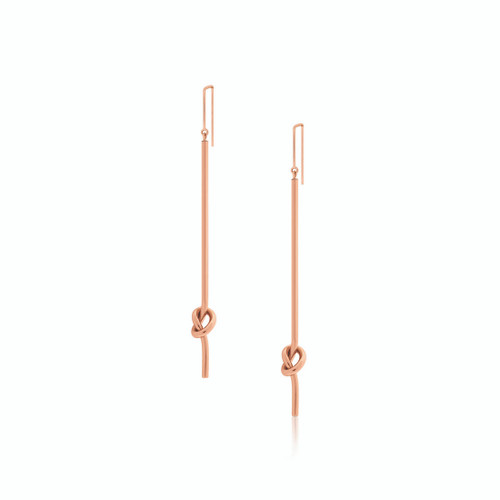 Rose Gold Knot Drop Earrings