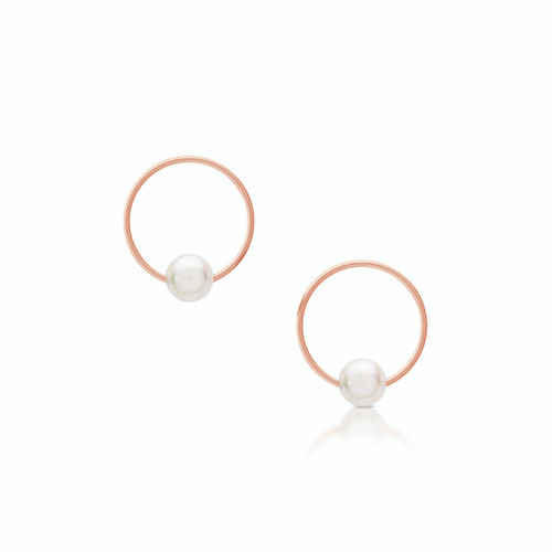 Rose Gold Pearl & Circle Earrings Rose Gold Pearl & Circle Earrings