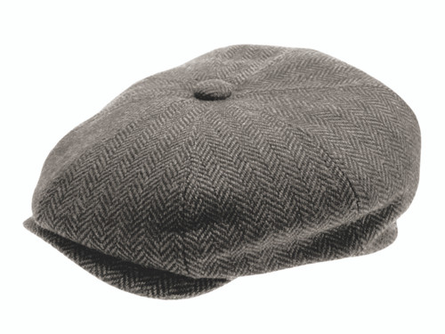 NEWSBOY CAP - GREY HERRINGBONE