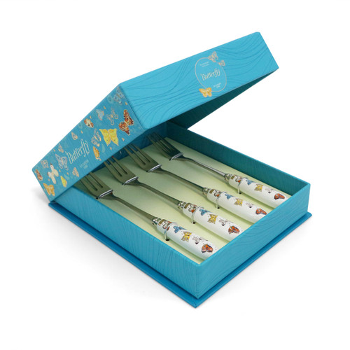 Butterfly Pastry Forks Set of 4 Box Open Butterfly Pastry Forks Set of 4 Box Open