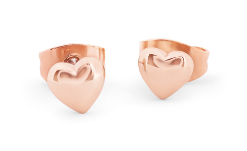 HEART STUD EARRINGS - ROSE GOLD 8MM HEART STUD EARRINGS - ROSE GOLD 8MM