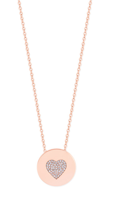 HEART PAVE COIN PENDANT - ROSE GOLD HEART PAVE COIN PENDANT - ROSE GOLD