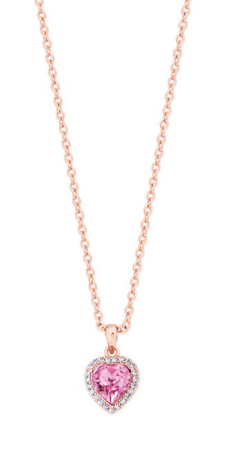 HEART PENDANT PINK CZ - ROSE GOLD HEART PENDANT PINK CZ - ROSE GOLD