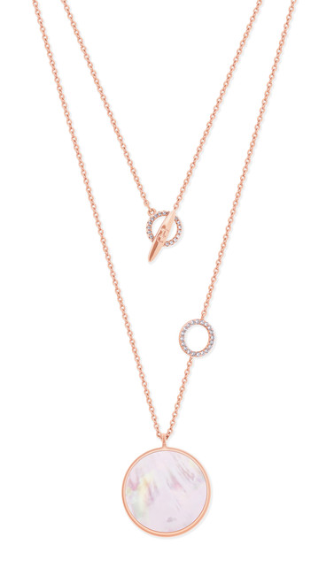 MOTHER OF PEARL FULL MOON PENDANT WITH CZ RING - ROSE GOLD MOTHER OF PEARL FULL MOON PENDANT WITH CZ RING - ROSE GOLD