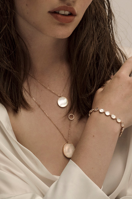 MOTHER OF PEARL FULL MOON BRACELET - ROSE GOLD MOTHER OF PEARL FULL MOON BRACELET - ROSE GOLD