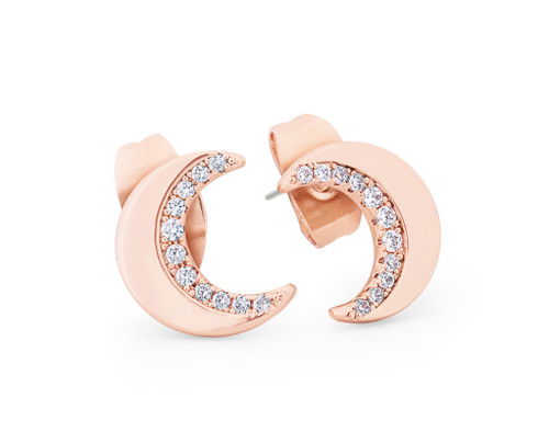 HALF MOON STUD EARRINGS - ROSE GOLD HALF MOON STUD EARRINGS - ROSE GOLD