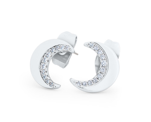 HALF MOON STUD EARRINGS - SILVER HALF MOON STUD EARRINGS - SILVER