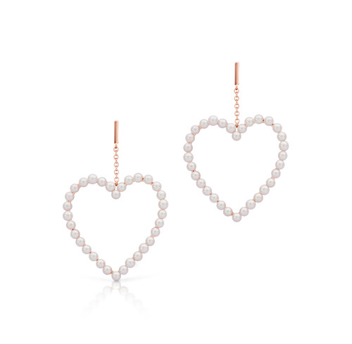 Romi Rose Gold Pearl Heart Earrings