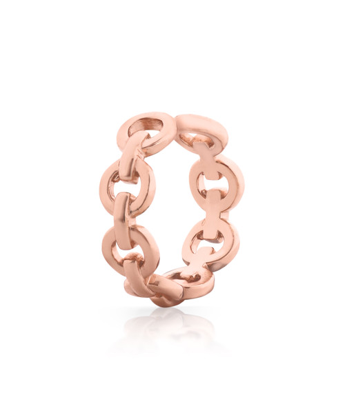 Romi Rose Gold Chain, Triple Plain & Beaded Cuff Earring Set Romi Rose Gold Chain, Triple Plain & Beaded Cuff Earring Set