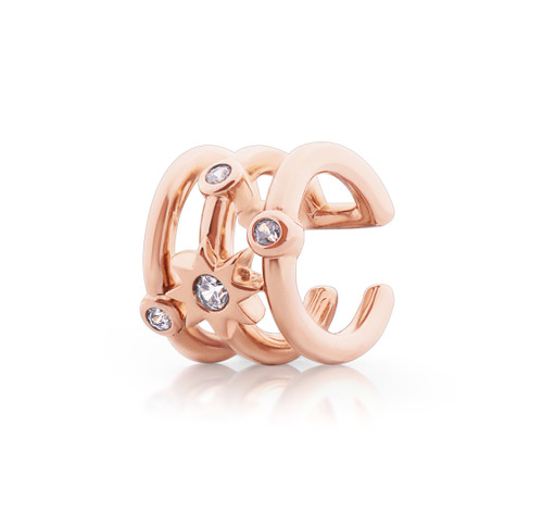 Romi Rose Gold Star Triple and Plain Double Cuff Earring Set Romi Rose Gold Star Triple and Plain Double Cuff Earring Set