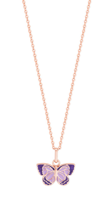 TC BUTTERFLY - ROSE GOLD PENDANT WITH PURPLE ENAMEL FILL TC BUTTERFLY - ROSE GOLD PENDANT WITH PURPLE ENAMEL FILL