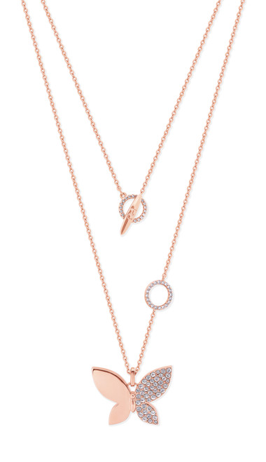 TC BUTTERFLY - LONG/ SHORT HALF PAVE ROSE GOLD PENDANT TC BUTTERFLY - LONG/ SHORT HALF PAVE ROSE GOLD PENDANT