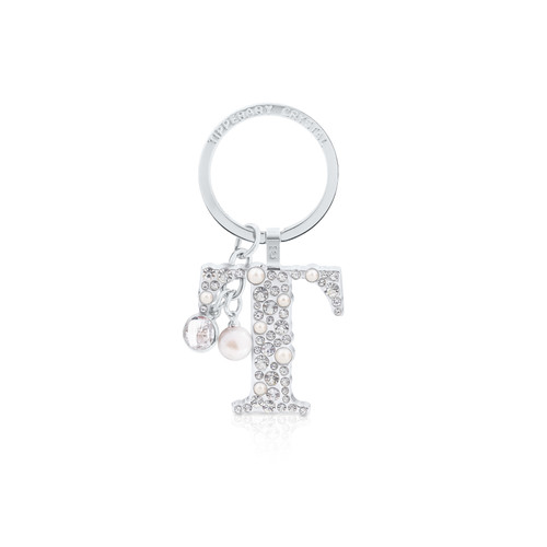 Tipperary Crystal Pearl & Diamond Letter "T" Keyring Tipperary Crystal Pearl & Diamond Letter "T" Keyring