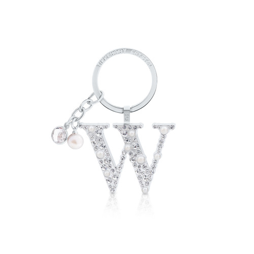 Tipperary Crystal Pearl & Diamond Letter "W" Keyring Tipperary Crystal Pearl & Diamond Letter "W" Keyring