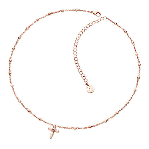 Floral Rose Gold Cross Necklace