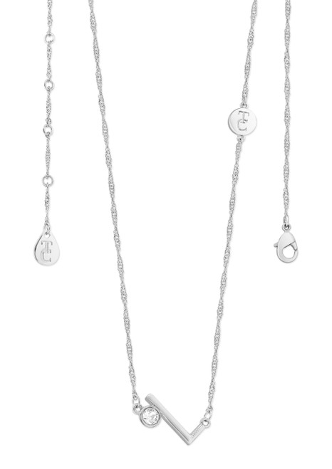Crafted in sleek polished silver, each unique letter is adorned with a sparkling bezel set clear CZ adding a touch of glamour to these eye-catching pendants. Each letter is positioned at an angle creating a contemporary look. They are suspended from a beautiful shimmering Singapore chain and secure safely with a lobster claw clasp. Crafted in sleek polished silver, each unique letter is adorned with a sparkling bezel set clear CZ adding a touch of glamour to these eye-catching pendants. Each letter is positioned at an angle creating a contemporary look. They are suspended from a beautiful shimmering Singapore chain and secure safely with a lobster claw clasp.