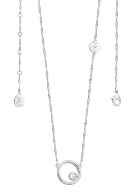 Crafted in sleek polished silver, each unique letter is adorned with a sparkling bezel set clear CZ adding a touch of glamour to these eye-catching pendants. Each letter is positioned at an angle creating a contemporary look. They are suspended from a beautiful shimmering Singapore chain and secure safely with a lobster claw clasp. Crafted in sleek polished silver, each unique letter is adorned with a sparkling bezel set clear CZ adding a touch of glamour to these eye-catching pendants. Each letter is positioned at an angle creating a contemporary look. They are suspended from a beautiful shimmering Singapore chain and secure safely with a lobster claw clasp.