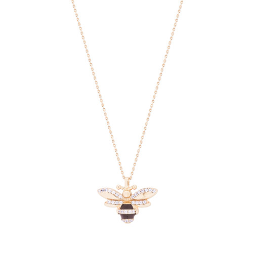 BEE YELLOW GOLD CZ INSET PENDANT BEE YELLOW GOLD CZ INSET PENDANT