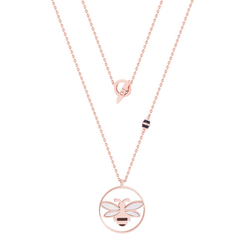 BEE ROSE GOLD MOTHER OF PEARL CIRCLE PENDANT BEE ROSE GOLD MOTHER OF PEARL CIRCLE PENDANT