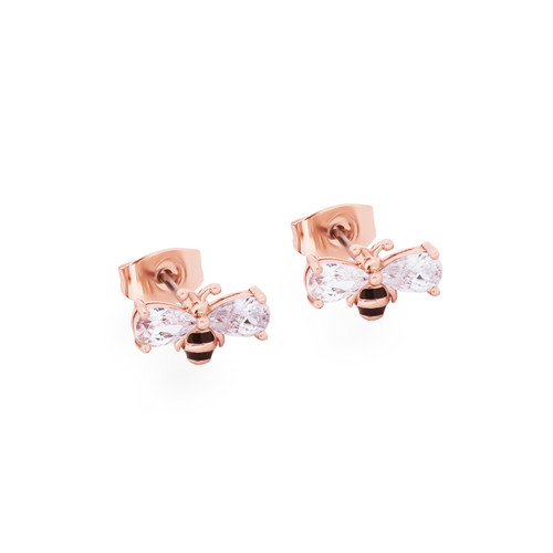 BEE ROSE GOLD BALL STUD EARRINGS BEE ROSE GOLD BALL STUD EARRINGS