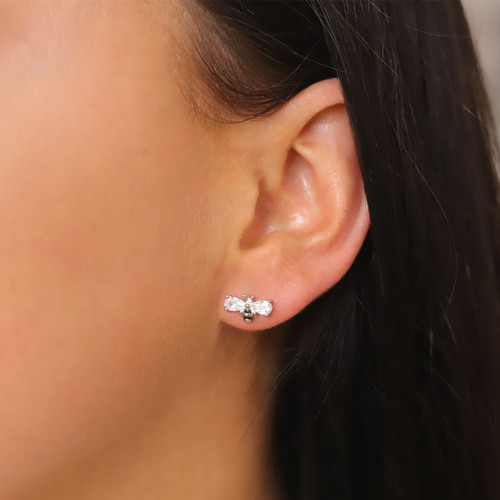 BEE SILVER BALL STUD EARRINGS BEE SILVER BALL STUD EARRINGS