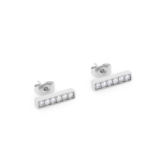 T-BAR STUD EARRINGS SILVER SET WITH CZ T-BAR STUD EARRINGS SILVER SET WITH CZ