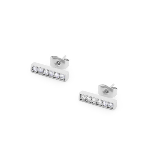 T-BAR STUD EARRINGS SILVER SET WITH CZ T-BAR STUD EARRINGS SILVER SET WITH CZ