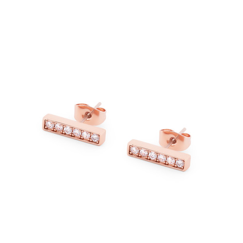 T-BAR STUD EARRINGS ROSE GOLD SET WITH CZ T-BAR STUD EARRINGS ROSE GOLD SET WITH CZ