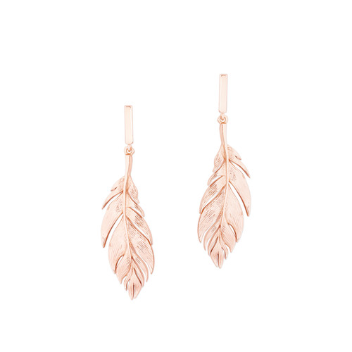 FEATHER SIMPLE DROP EARRING ROSE GOLD FEATHER SIMPLE DROP EARRING ROSE GOLD