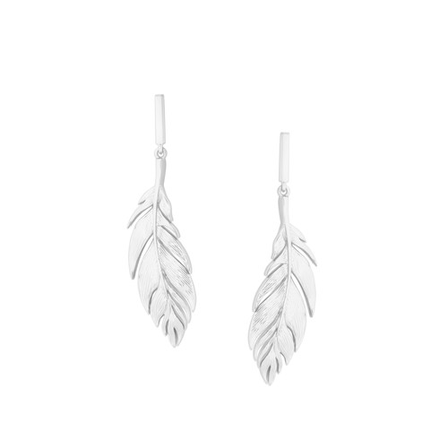 FEATHER SIMPLE DROP EARRING SILVER FEATHER SIMPLE DROP EARRING SILVER