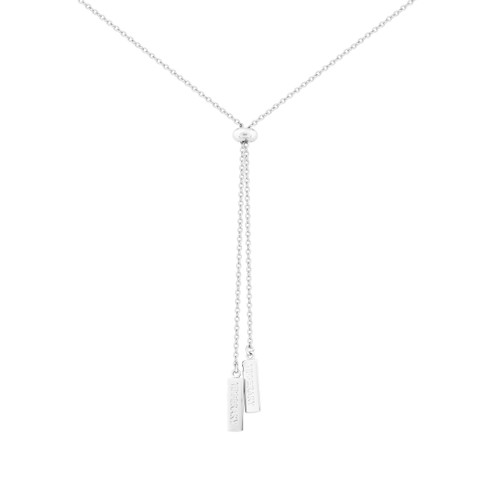 LONG ADJ SILVER FEATHER PENDANT & VIOLET CZ CHARM LONG ADJ SILVER FEATHER PENDANT & VIOLET CZ CHARM