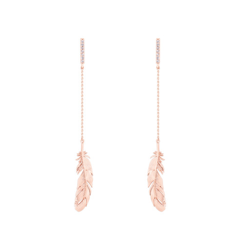 FEATHER & CHAIN LONG EARRINGS RG FEATHER & CHAIN LONG EARRINGS RG