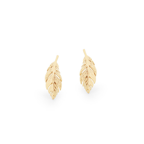 FEATHER MINI STUD EARRINGS GOLD FEATHER MINI STUD EARRINGS GOLD