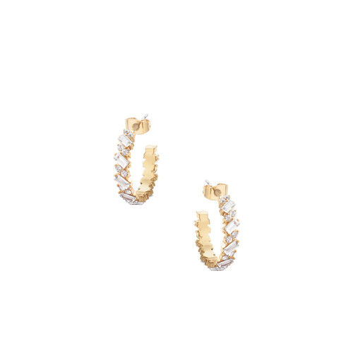 TC HOOP EARRINGS EMERALD CUT CRYSTALS GOLD TC HOOP EARRINGS EMERALD CUT CRYSTALS GOLD