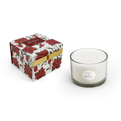 Poinsettia 3 Wick Candle - White Christmas Poinsettia 3 Wick Candle - White Christmas