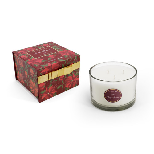 Poinsettia 3 Wick Candle - Christmas Berries Poinsettia 3 Wick Candle - Christmas Berries