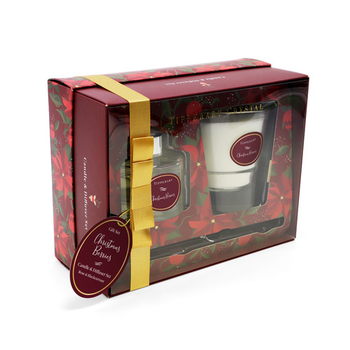 Poinsettia Candle & Diffuser Set - Christmas Berries Poinsettia Candle & Diffuser Set - Christmas Berries