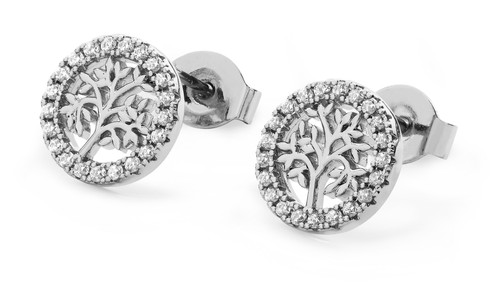 SILVER TOL IN CZ CIRCLE STUD EARRINGS - NEW 2024