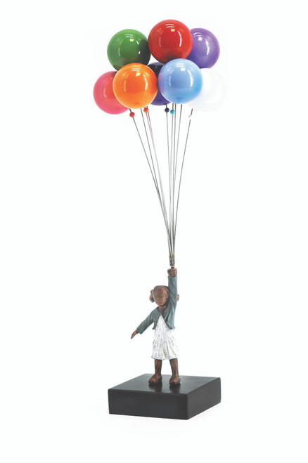 DAVID MCGLYNN SCULPTURE - GIRL WITH BALLOONS 'JOYFUL'