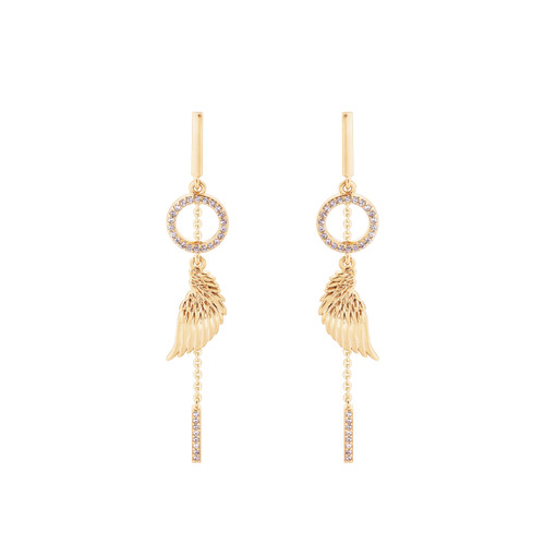 Angel Wing Mini Earrings Gold Crystal Circle Angel Wing Mini Earrings Gold Crystal Circle