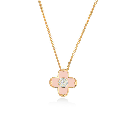 Le Fleur Collection Pink & Cz Pendant Yellow Le Fleur Collection Pink & Cz Pendant Yellow